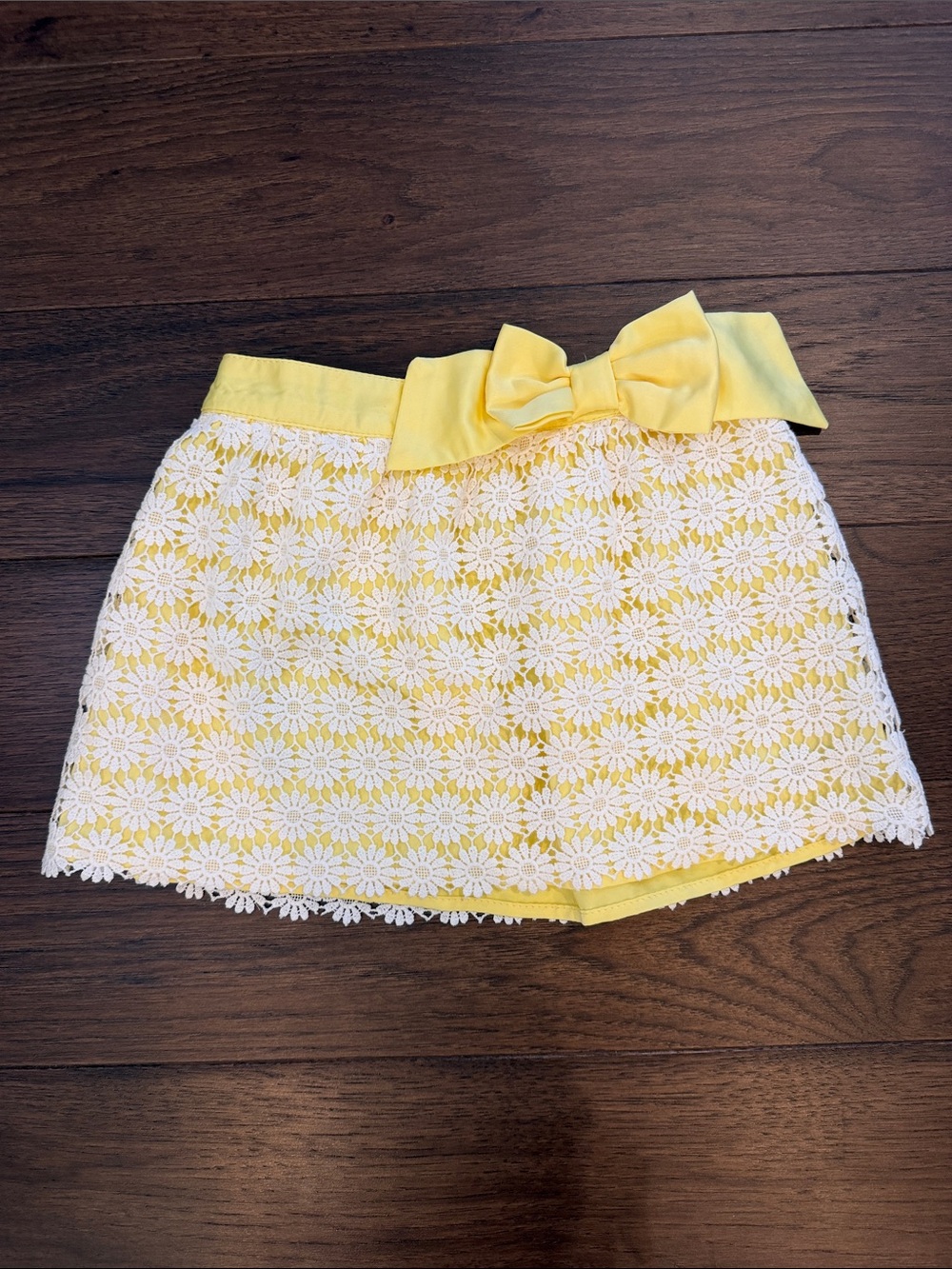 Girls Yellow Floral Lace Skirt with Bow Size 3T - C54-024